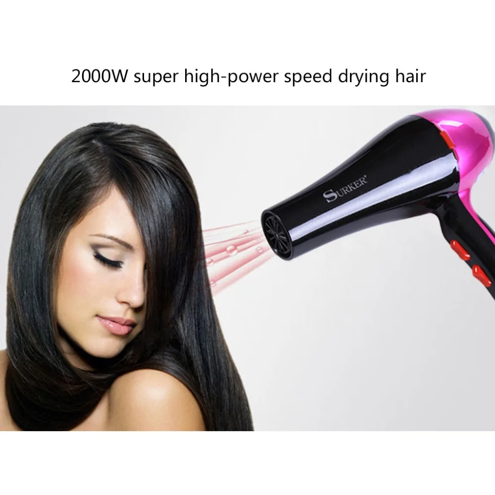 

Surker 2000W Professional Electric Blow Hair Dryer Fast Heating Energy-saving 2 Speed With Hairdressing Diffuser Set
