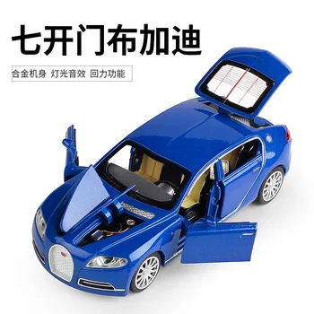 

1:32 high simulation Bugatti alloy car model new coupe light music pull back six door design model for children gifts