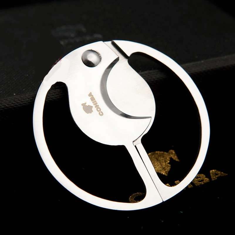 

Portable Round Type COHIBA Stainless Steel Pocket Cigar Cutter Knife Double Blades Scissors Metal Cigar Smoking Tool Accessories