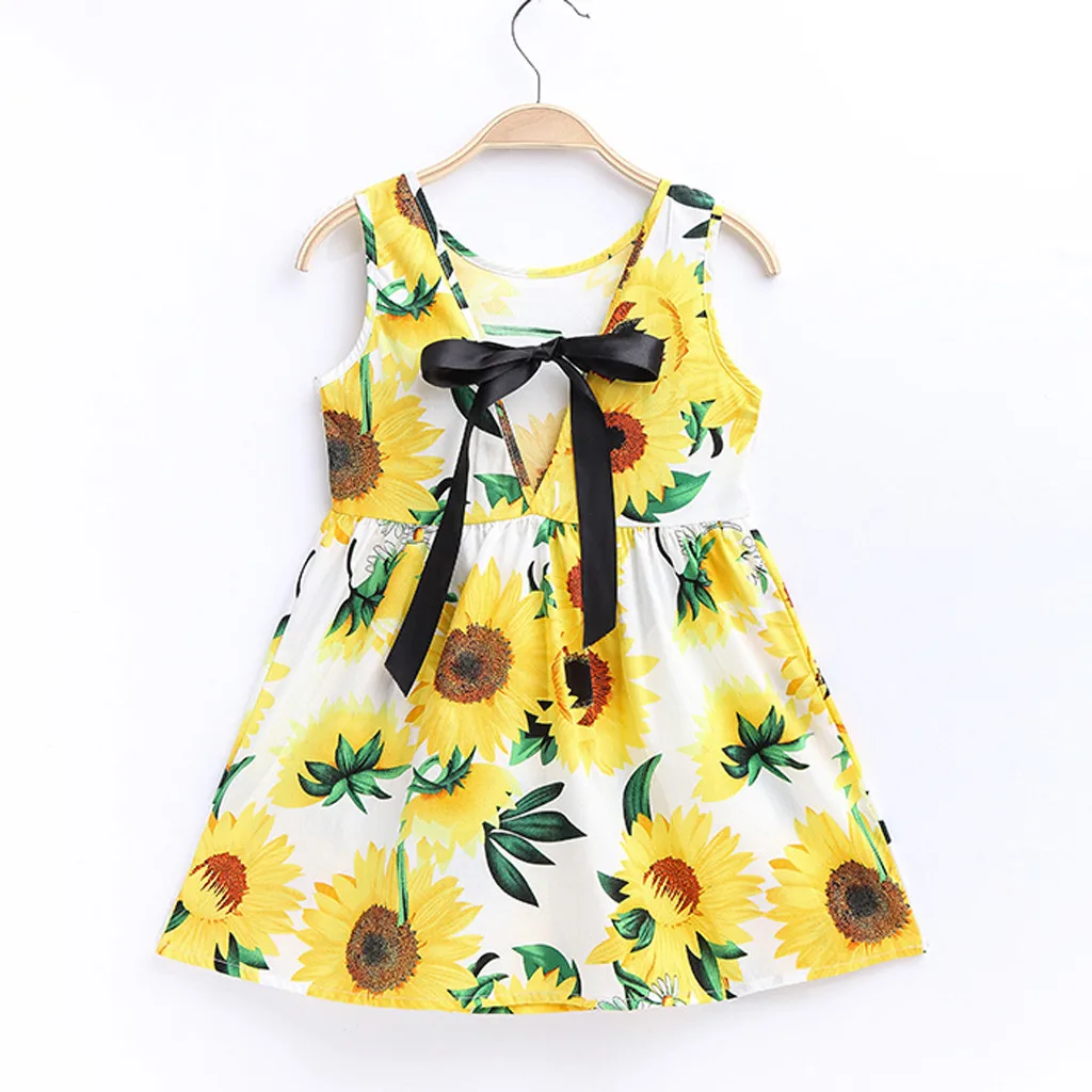 

Toddler Baby Kids girls princess dress Sleeveless Sunflowers Dress Princess Dresses Clothes prinsessenjurken meisjes #S20