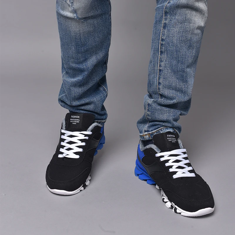 Online KIIYILALA 2018 invierno primavera gamuza caliente zapatillas deportivas zapatillas de deporte al aire libre hombres caminar zapatos Unisex impermeables con cordones