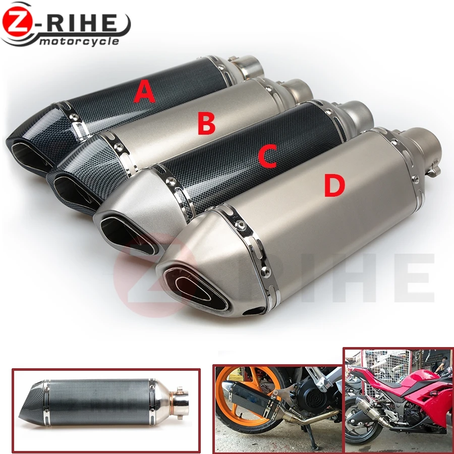Motorcycle Exhaust Universal Muffler Motorbike 51mm Inlet Exhaust For