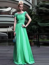 Neue Ankunft Lange Spitze Abendkleid Kleid Mit Ärmeln A-linie U-ausschnitt Chiffon Kurzarm Abend Formales Kleid Drapierte F2013