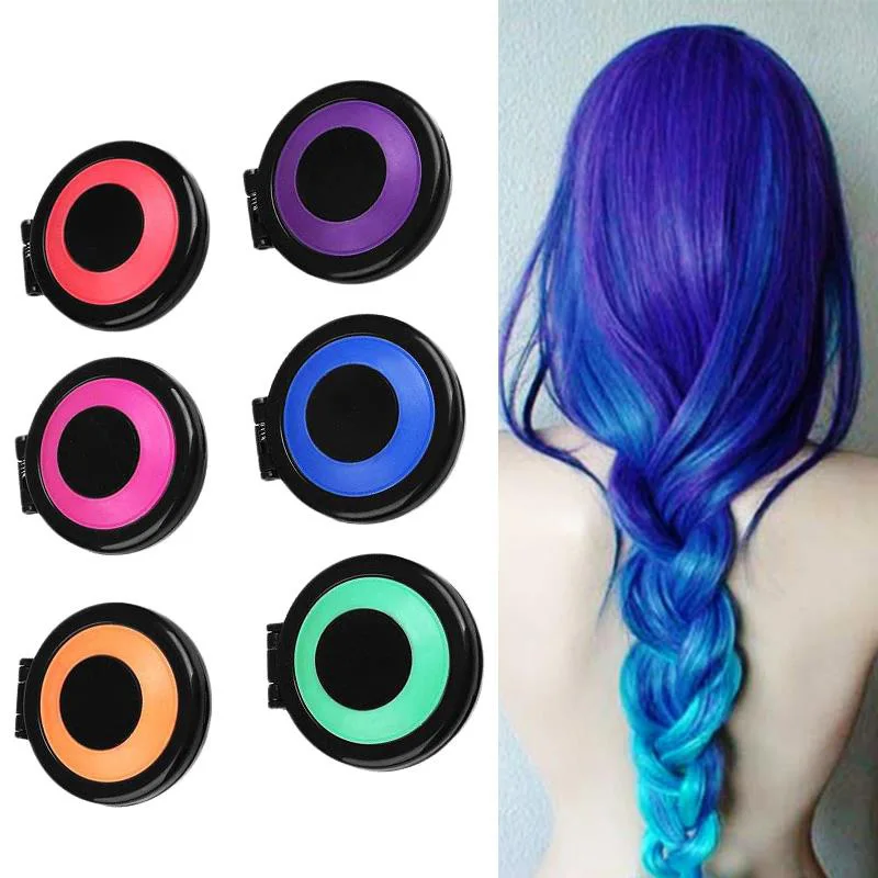 

Hot 6pcs/set Temporary Hair Dye Powder Cake Hair Color Crayons Styling Hair Chalk Set Non-toxic Salon Tools Kit for Party