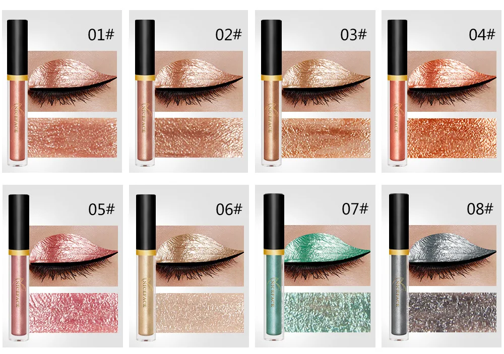 2017 17 Shades Long Lasting Glow Liquid eyeshadow Combining Glitter Particles Cosmetics Powder Eye Makeup Tool Kit Set Bright Color (5)