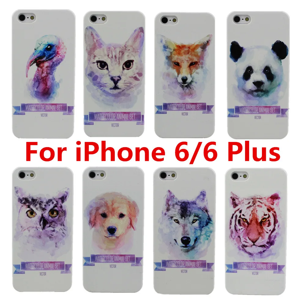 

Watercolor Animal Style PC Hard Back Case Cover For Apple i Phone iPhone 6 6S 6 Plus 6S Plus Free Shipping