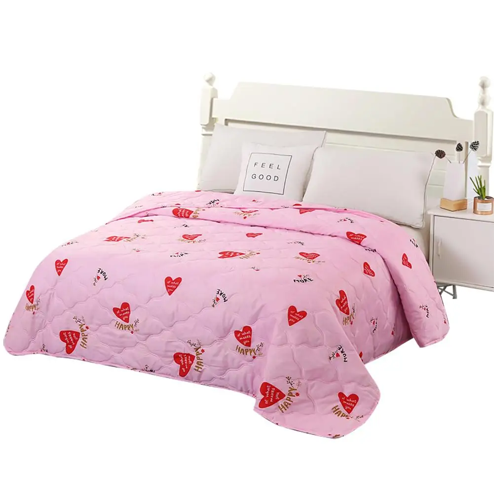 Полиэстер постельное белье с принтом летнее тонкое одеяло кондиционер одеяло домашний текстиль подходит для детей и взрослых - Цвет: Розовый