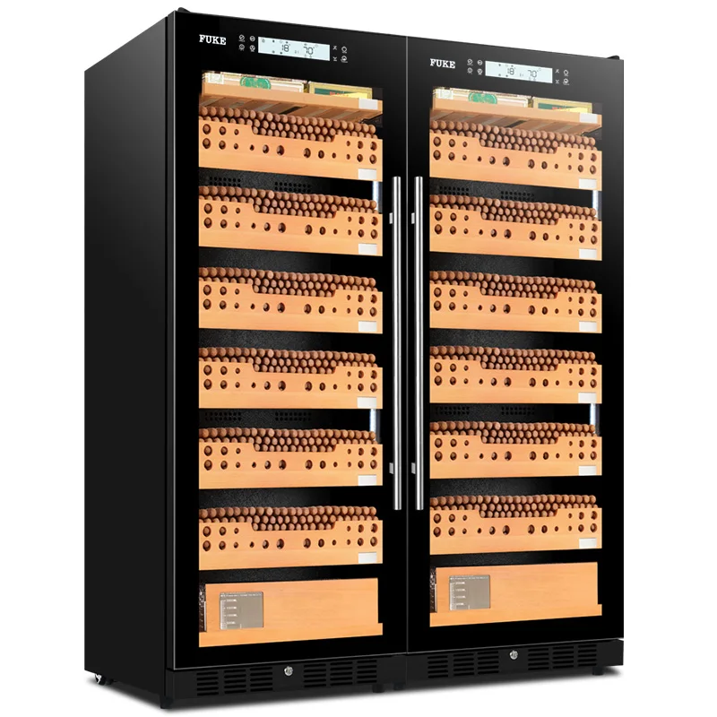 FUKE шкаф для сигар светодиодный свет humidor дисплей большой деревянный кулер FK