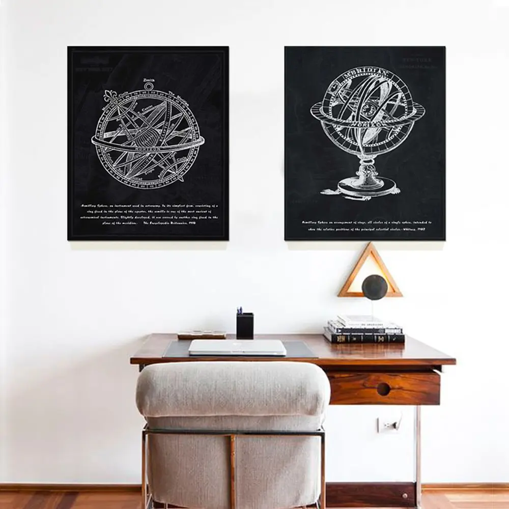 2 шт. Armillary Sphere The earth Horizon Холст Картина домашний декор настенные картины для