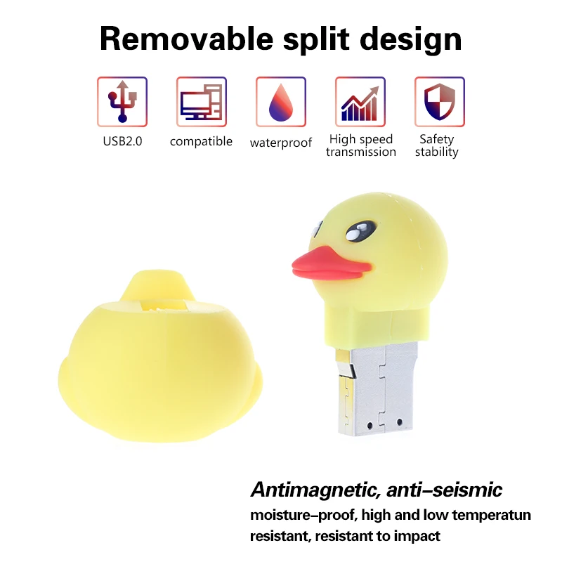cartoon rubber yellow duck usb flash drive animad cool gift for pc 4gb 8gb 32gb 64g memory usb stick pen drive pendrive Miniseas