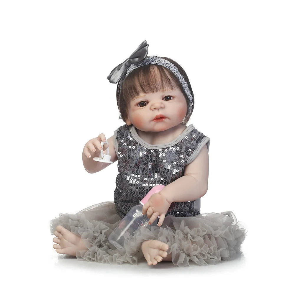 

Lifelike baby girl born full silicone reborn NPK baby dolls toys xmas gift 23" soft bebe alive reborn bonecas brinquedo menina