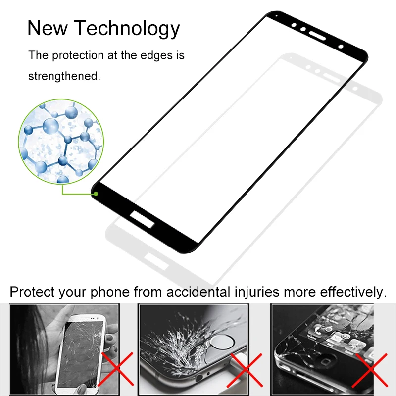 2 шт Защитная пленка для экрана из закаленного стекла полное покрытие для HUAWEI Honor 7C 9H Защита от царапин защитная пленка для AUM L41 5," стекло