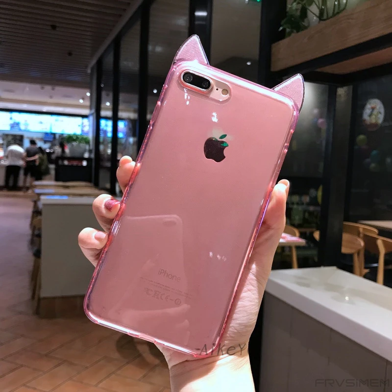 Мягкий чехол с бриллиантами для iphone X XS MAX XR 10 6 6s 7 8 Plus, милый блестящий прозрачный ТПУ силиконовый чехол с кошачьими ушками, защита от падения