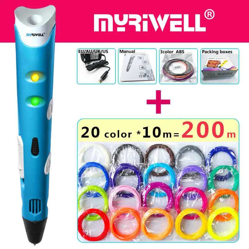 

myriwell 3d pen 3d pens,1.75mm ABS/PLA Filament,Child birthday present,3 d pen3d model,Creative3d printing pen-3d 2018 Smart