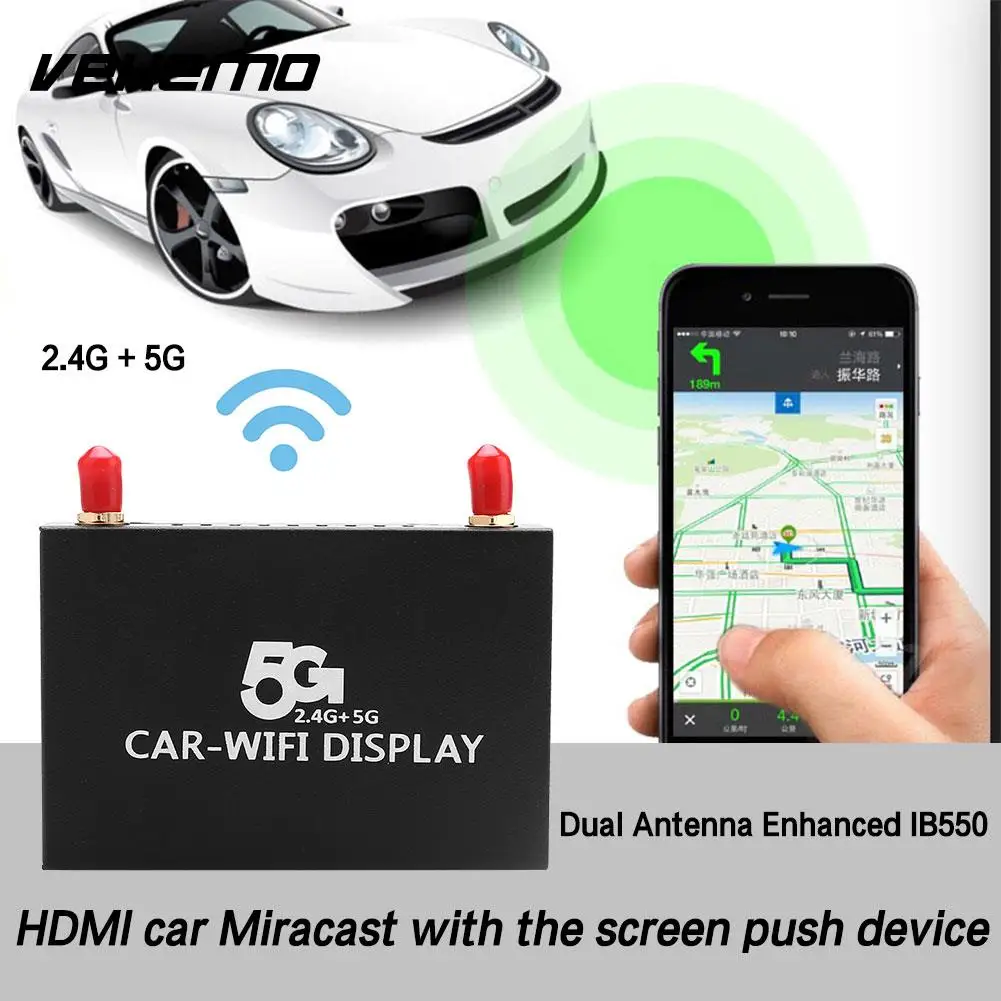 

Vehemo with Dual Antennas Phone Screen Phone Mirror Link Car Screen Mirroring Box Smart Miracast Push Device for Android IOS