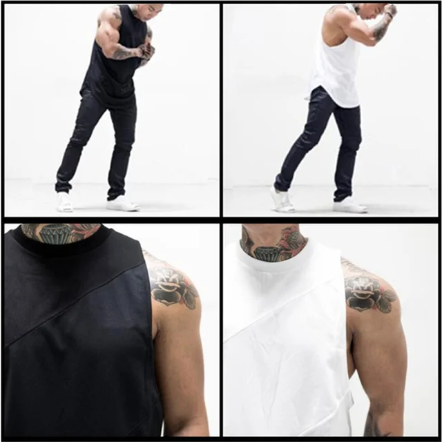 T-shirt de Fitness sans manches pour hommes, gilet de course, maille en coton solide, débardeur de gymnastique, musculation, débardeur de Sport 5