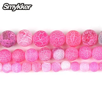 

Hot Pink Weathered Agate Loose Frosted Matte Stone Onyx Charm Beads Carnelian Accessories for Women Bracelet DIY Jewelry Making