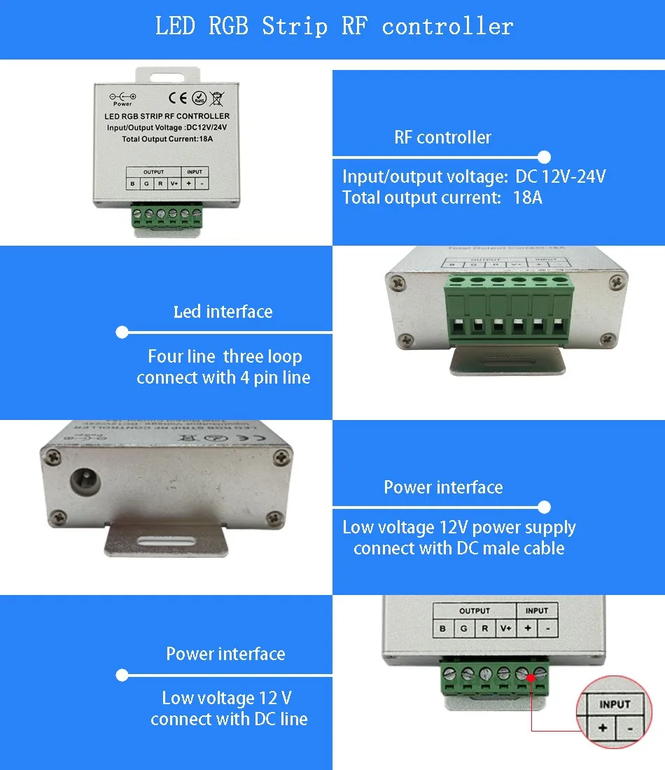 DC 12 V-24 V Беспроводной RF сенсорный Панель диммер RGB пульт дистанционного управления 18A RGB пульт дистанционного управления для 3528 5050 RGB Светодиодные ленты светильник