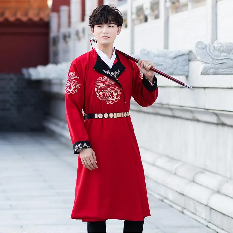 Мужская и женская hanfu костюм одежда косплей мужской Китайский древний воин халат