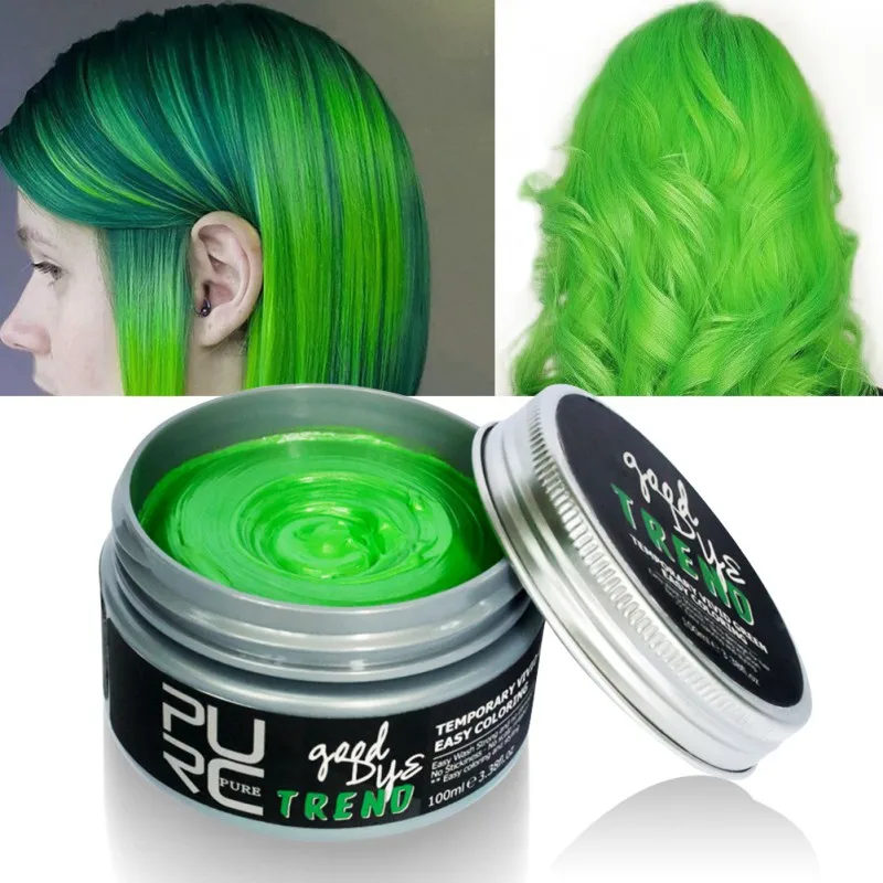 Краска для волос цветной воск одноразовая формовочная паста семь цветов бабушка серая Green краска для волос 100 мл