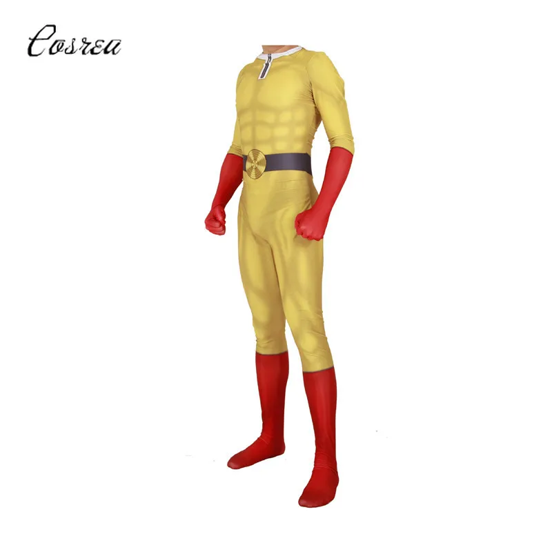 Мужской костюм Game One Punch Сайтама Furukawa Makoto полный на молнии боди костюмы Zentai