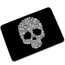 Черный резиновый ковер для фойе с 3D принтом черепа для чистки ковров, для дома для гостиной, спальни, кухни, декоративный коврик для ванной, Нескользящие коврики