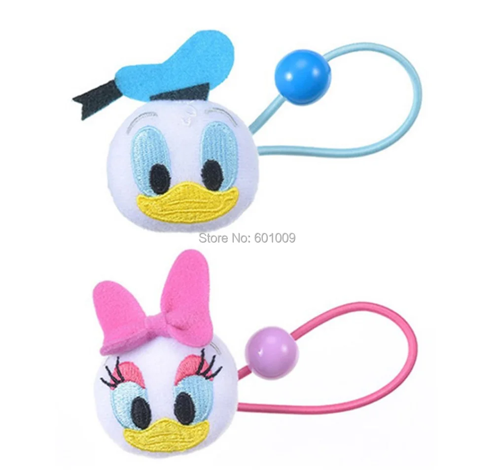 

10/Lot 2 Styles Donald Duck Daisy Plush Hair Accessories Rope Hair Bands For Girl Doll Retail