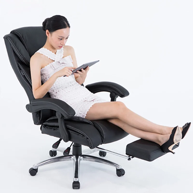 Cowhide Massage Office Chair Household Leather Computer Boss Chair Swivel Lifting Gaming Chair Recl