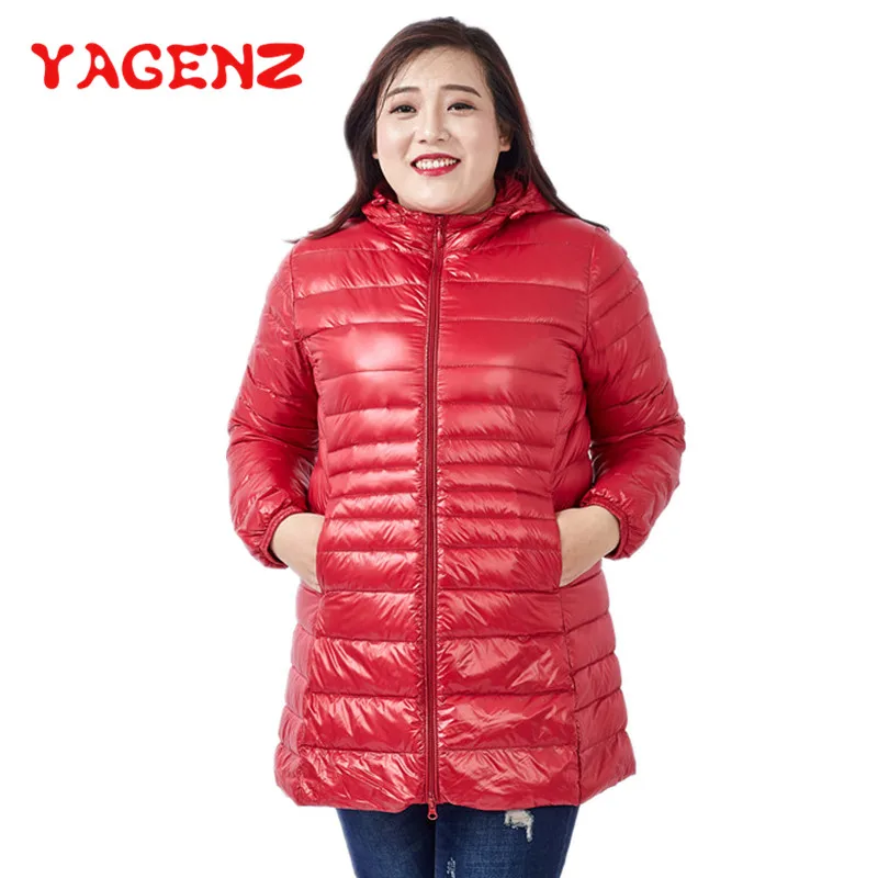 YAGENZ Oversized Thin Down Jackets Parka Winter Jacket Womens Clothes Hooded Cotton Coat 12 Colors Long Coat Plus size S-7XL 209