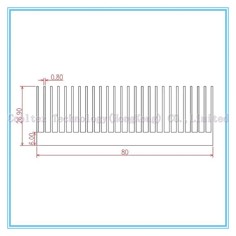 Radiador de Alumínio Dissipador de Calor para Amplificador Eletrônico de Led Extrusor Alta Potência Resfriamento 160x80x26.9mm - Imagem 2