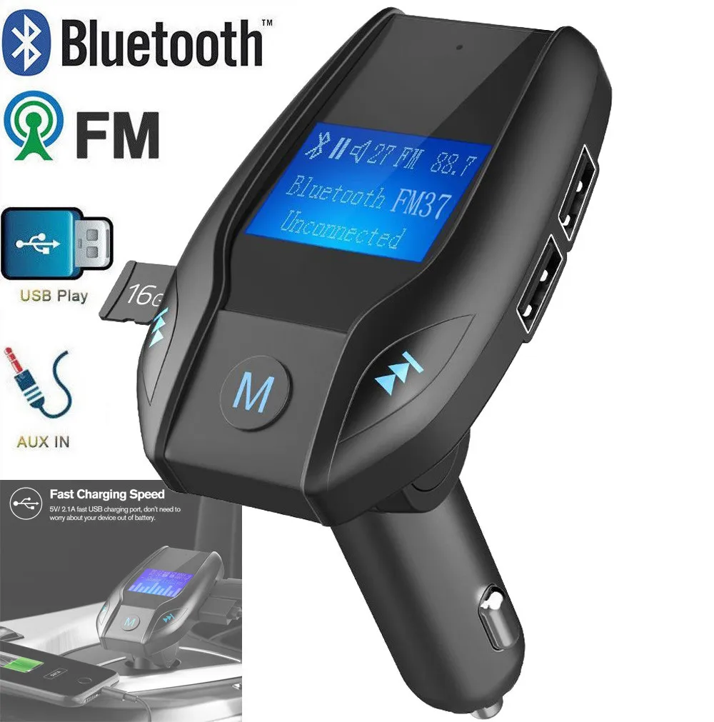 Беспроводной со системой «Хендс-фри» и Bluetooth автомобильный комплект MP3-плеер FM USB передатчик автомобиля Зарядное устройство Hands-free автомобильный комплект стерео MP3/WMA/FLAC