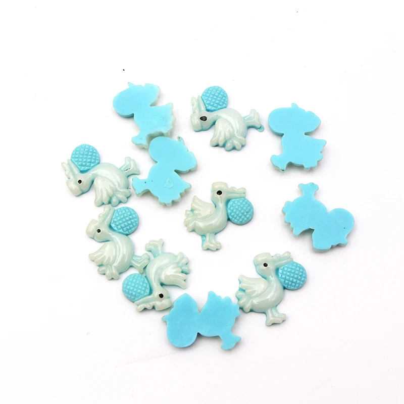 30pcs Pink Blue Mini Resin Stork Baby Shower Favor Christening Party Favor Decor Birth Announcement Cake Gift Box Decorations