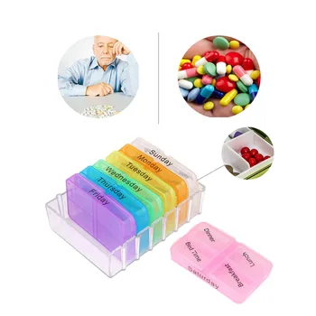 

Plastic Medichine Box Seven Day Large Pill Box Medicine Tablets Holder Dispenser Pills Organiser Fashion for Seniors Athletes
