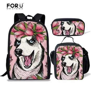 

FORUDESIGNS Kids Backpack Cute Husky Dog Printing School Bag for Girls Children School Backpack Satchel Teenager Bookbag Student