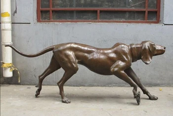 

007003 60"Western ART Pure Bronze Sculpture Italian Greyhound Dog sighthound Statue