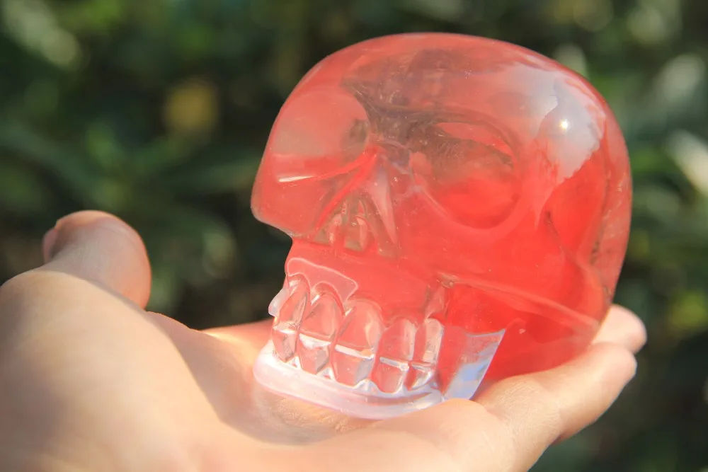 

420g red SMELT QUARTZ CRYSTAL skull HEALING