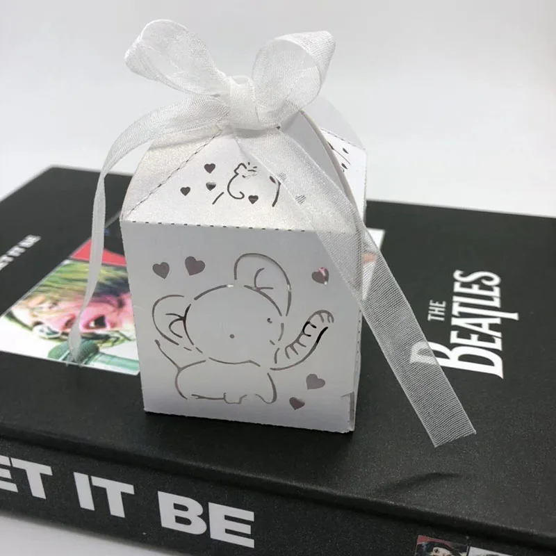 Полый слон дизайн детский душ подарок коробка сладостей Печенья Упаковочная коробка вечерние сувениры драже коробка для дня рождения - Цвет: White