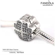 Настоящее серебро 925 проба прозрачный CZ лепестки любви браслет-бусы подходят браслет DIY бусины для изготовления ювелирных изделий Berloques