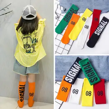 

Boys girls kittens letters sport Stockings girl boy thigh Knee socking half Heap socks 6colors 3-12Years TZ05