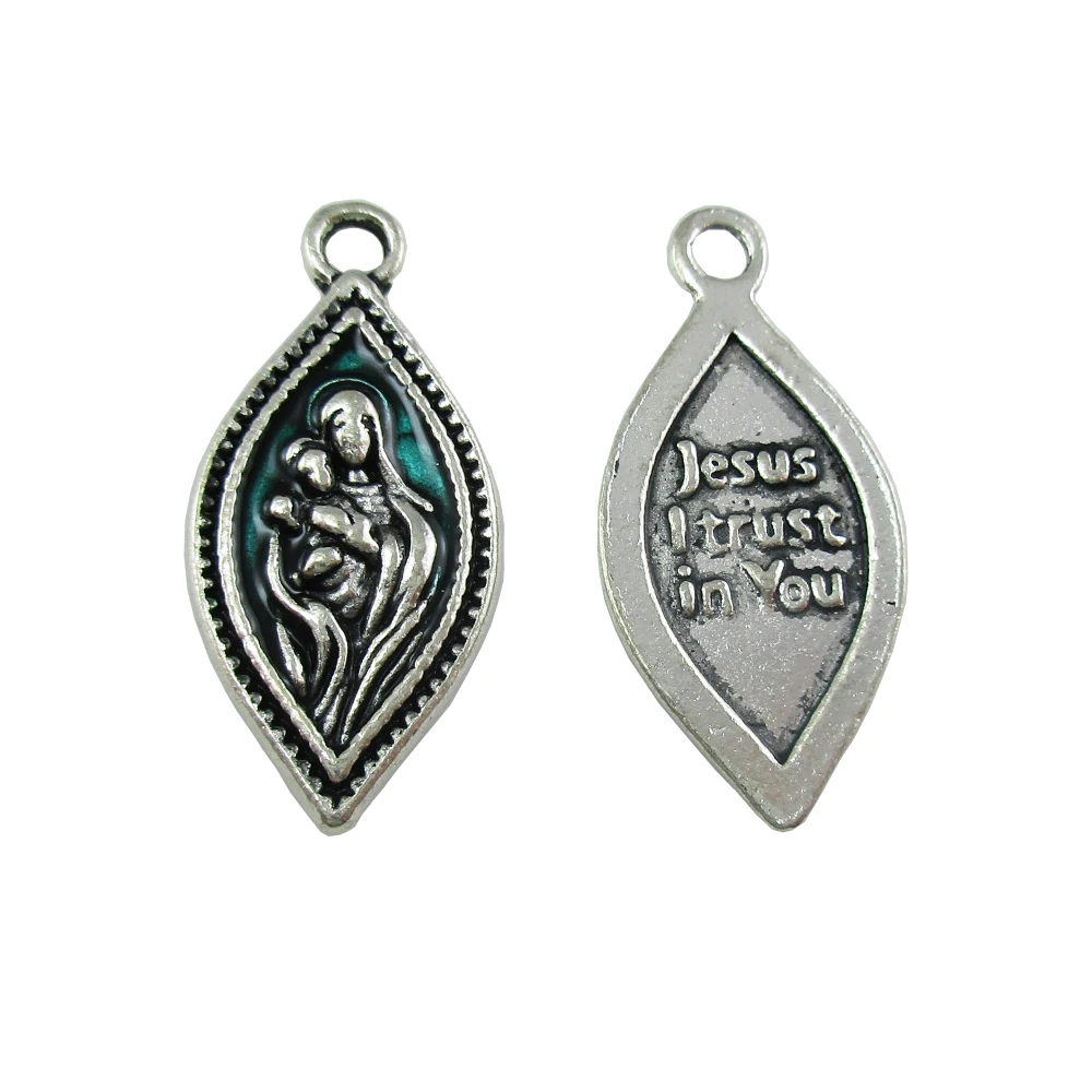 

100pcs of Our Lady of the Snows Jesus I Trust in You Rosary Charm Pendant