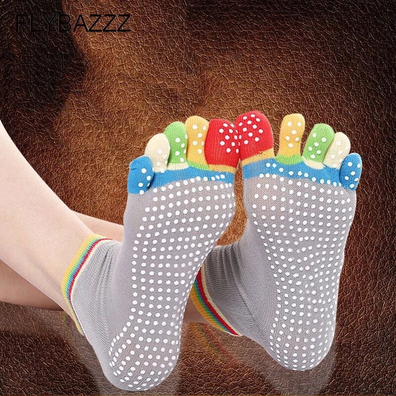 2018-New-Sports-Colorful-Professional-Yoga-Socks-Fitness-Cotton-Toe-Socks-Women-Pilates-Sock-Non-slip