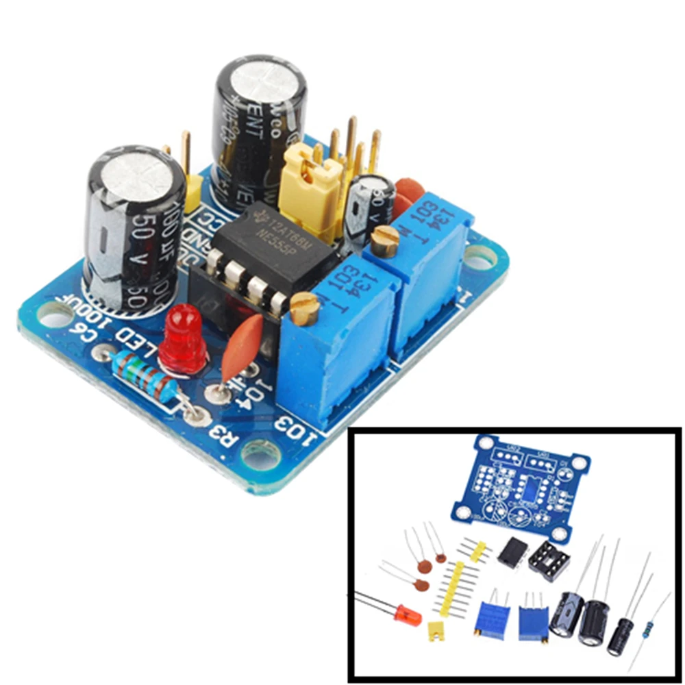 

NE555 Pulse Generator Pulse Starter Duty Cycle and Frequency Adjustable Module DIY Kit Oscillator Square Wave Signal Generator