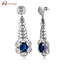 Модные серьги выдалбливают 925 пробы Серебряный цветок серьги из натурального жемчуга синий кристалл горного хрусталя Dorp Серьги для женщин
