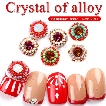 

10pcs/lot 3D Bohemia Style Nail Art Round Shape Big Rhinestone Jewels Gems Alloy Metallic