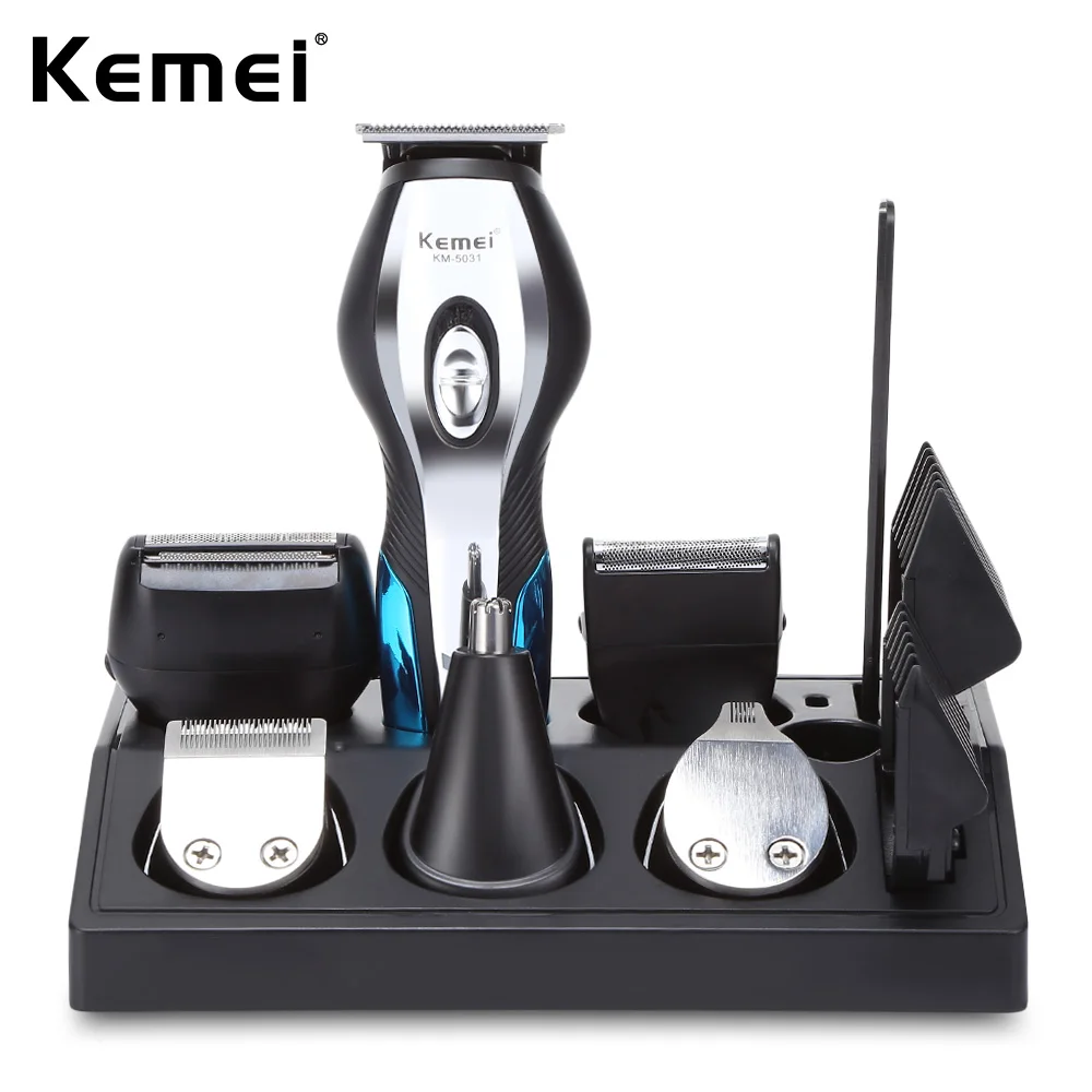 

Kemei KM-5031 11 In 1 Hair Clipper Ear Trimmer Nose Trimmer 3-Blade Shaver Engraving Trimmer Grooming Kit With 4 Guide Combs