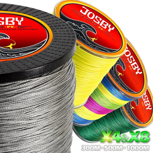 JOSBY 300M 500M 1000M 4 Strands 8 Strands Multicolour PE Braided Wire Multifilament Super Strong Fishing Line 2018 New