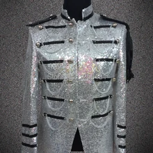 Модная Серебряная Звезда стиль для мужчин погоны Топ сценический мужской жакет с блестками певица Ds представление верхняя одежда Костюмы Пальто