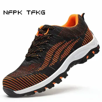 

mens fashion big size comfort steel toe caps work safety summer shoes non-slip plate platform tooling boots protection footwear