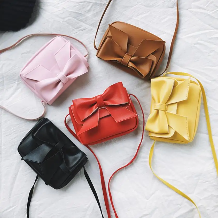 

2018shoulder bag female Women's Fashion small Cute Bowknot Women Leather Handbags Mini shoulder bags for kids Purse 5.9