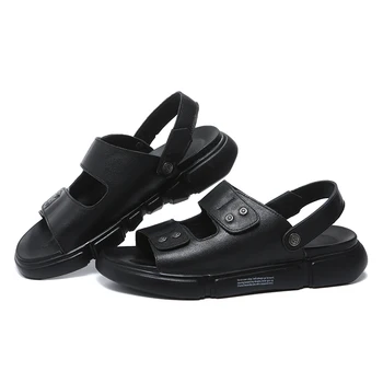 

2019 summer leather sandals men's high quality fashion casual comfortable breathable slippers beach shoes